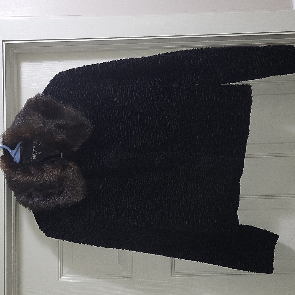 SALE--Elegant Black Rivet Faux Fur Women's Jacket